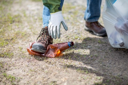First aid kit and safety equipment on-site during rubbish removal